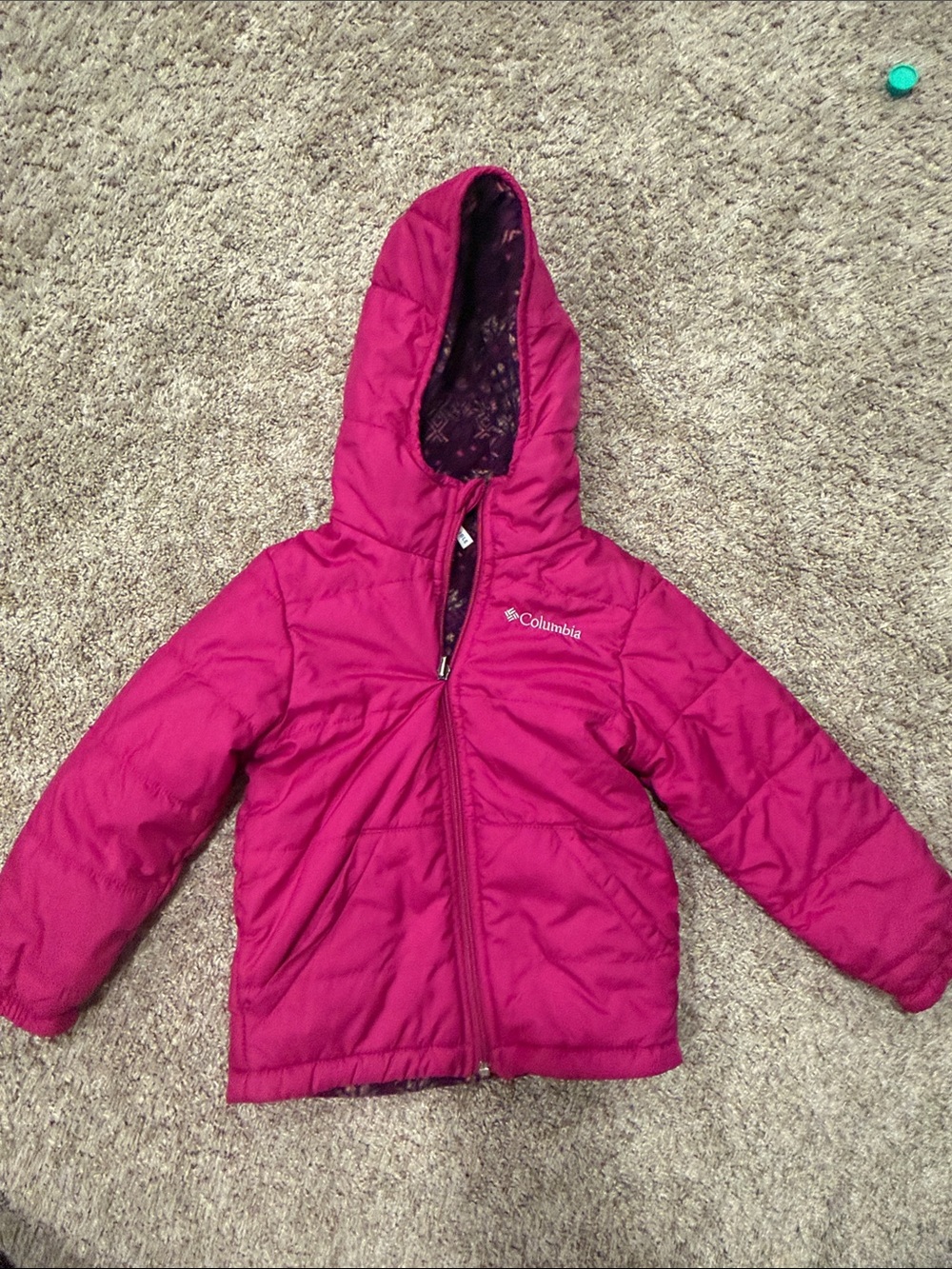 Columbia Girls' Magenta Hooded Puffer Jacket